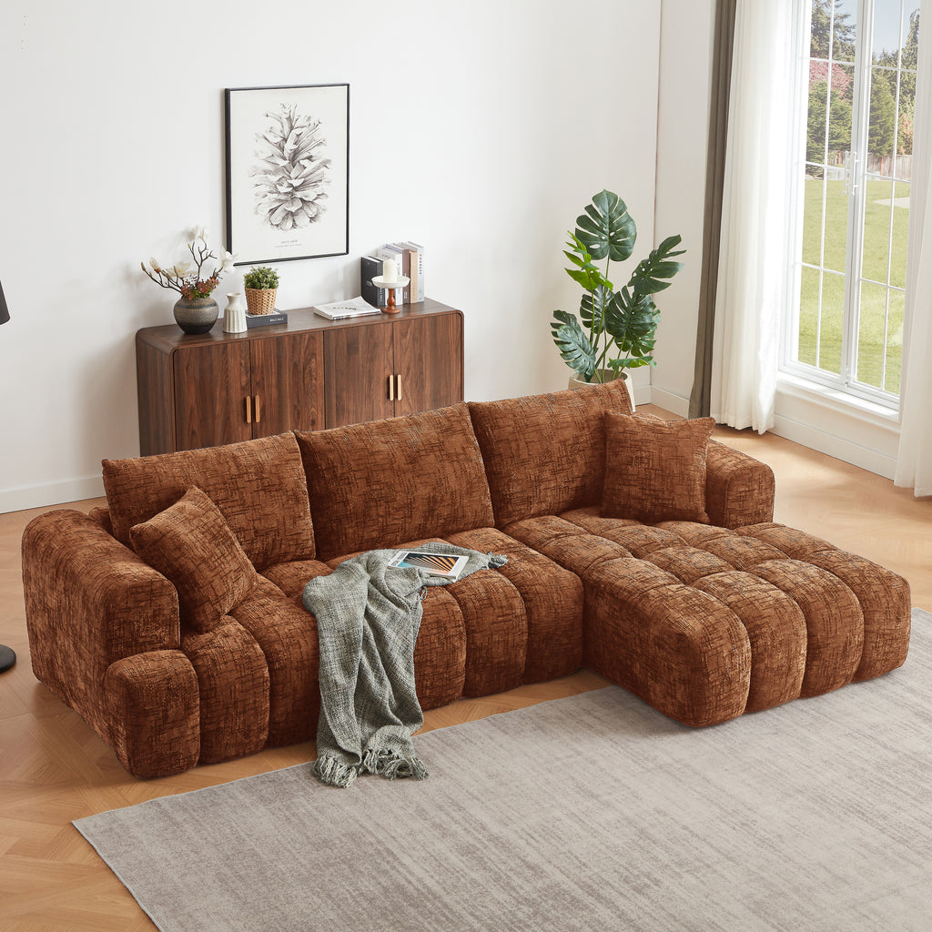 Chenille L-Shape Luxury Sectional Oversized Sofa,Mnimalist Design,Comfy Sleeper Couch for Living Room,Apartment&Reception Spaces,No Assembly Required - Grand Goldman Shop