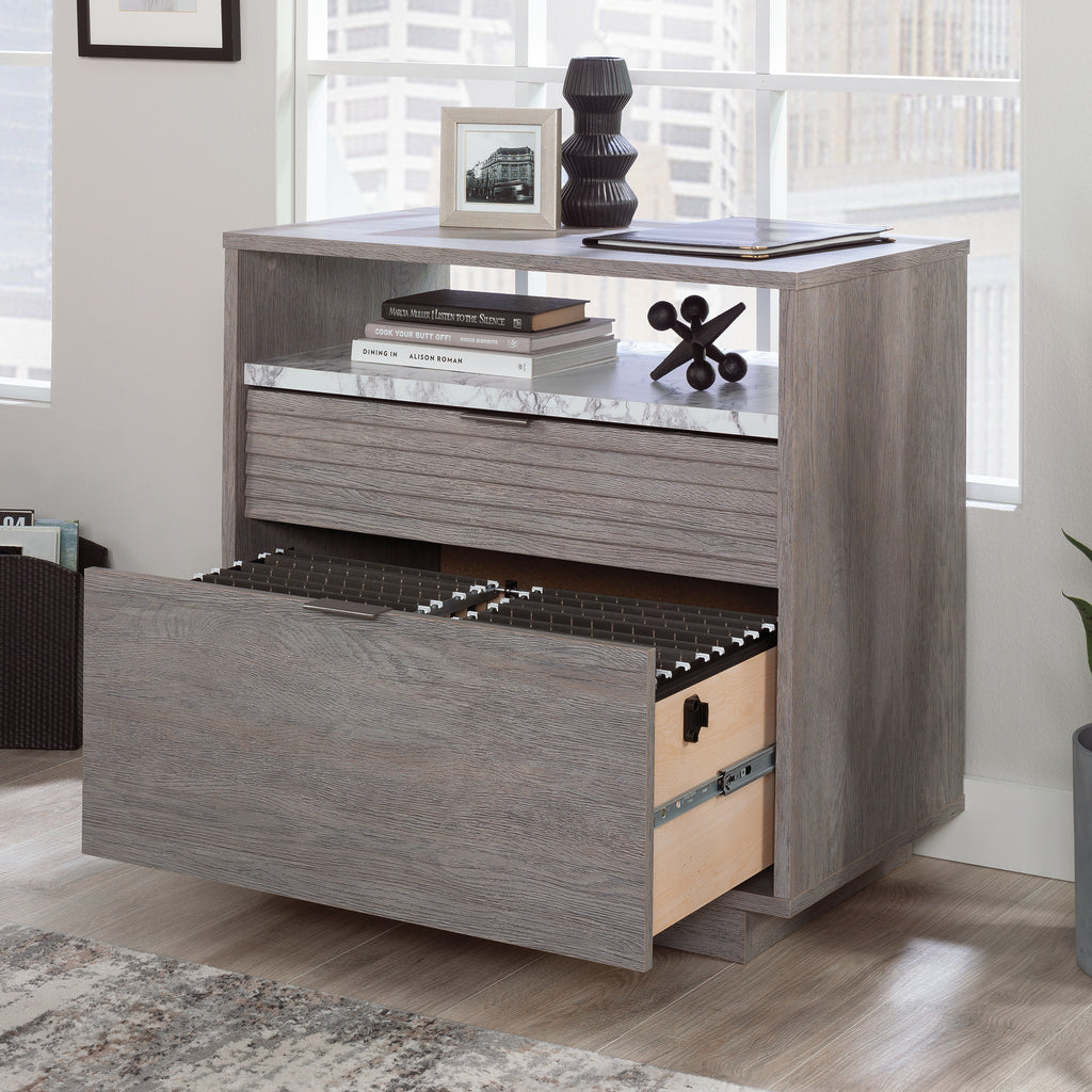 Lateral File with Two Drawers, Medium Gray finish - Grand Goldman