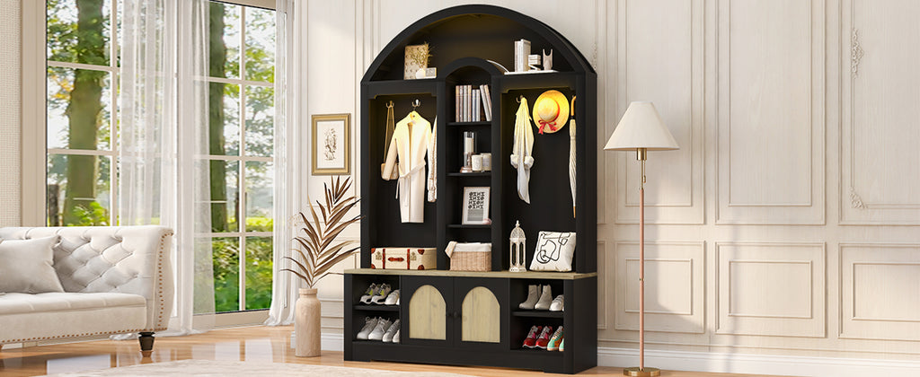 Multi-functional wardrobe/entrance wardrobe, equipped with shoe racks, clothes hangers and hooks. Wardrobe - A wardrobe is made of sturdy medium-density fiberboard with modern design and practical sto - Grand Goldman Shop
