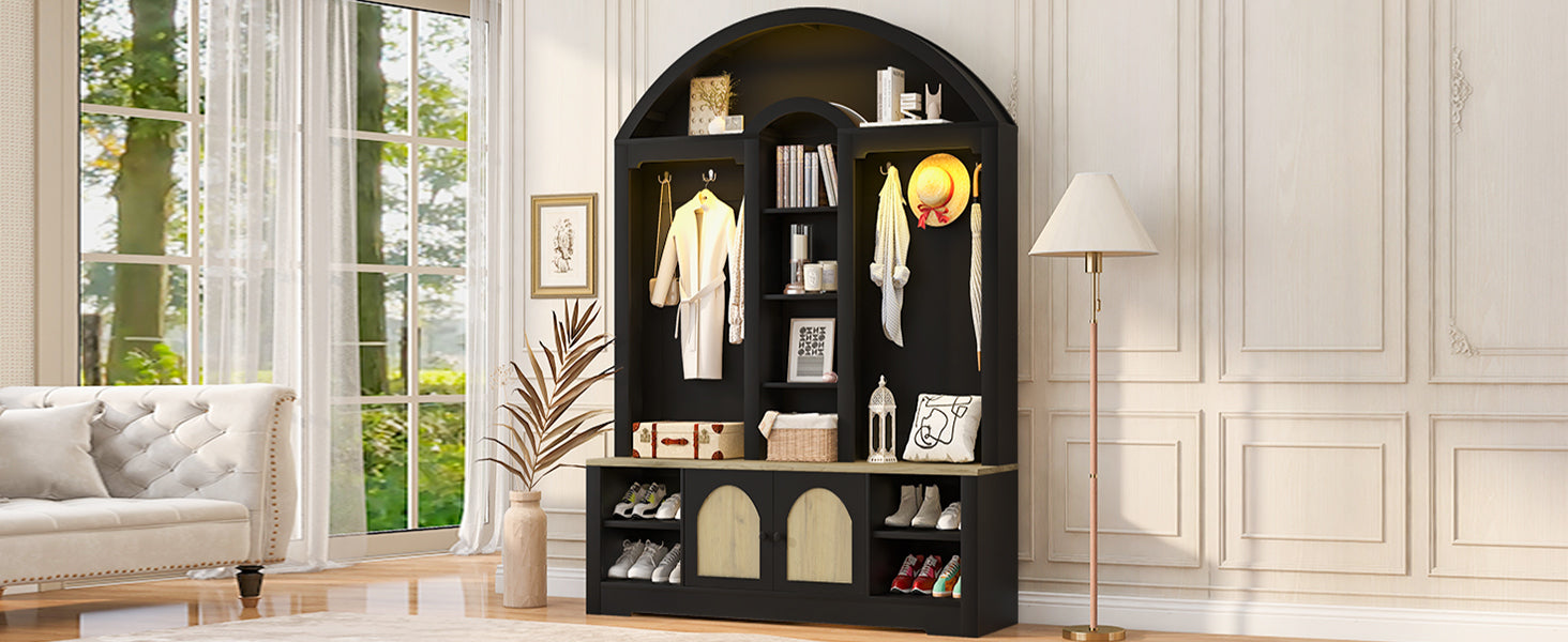 Multi-functional wardrobe/entrance wardrobe, equipped with shoe racks, clothes hangers and hooks. Wardrobe - A wardrobe is made of sturdy medium-density fiberboard with modern design and practical sto - Grand Goldman Shop