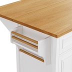 K&K 52'' Kitchen Island with Drop Leaf, Embossed Texture Kitchen Island on Wheels with Spice Rack, Towel Rack, 2 Doors and 5 Drawers, Kitchen Storage Cart with Adjustable Shelf for Kitchen, White - Grand Goldman Shop