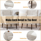 Modern Accent Chair Upholstered Foam Filled Living Room Chairs Comfy Reading Chair Mid Century Modern Chair with Chenille Fabric Lounge Arm Chairs Armchair for Living Room Bedroom (Beige) - Grand Goldman Shop