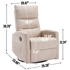 Manual Recliner Chair with Rocker and Swivel in Fabric for Living Room, Beige - Grand Goldman Shop