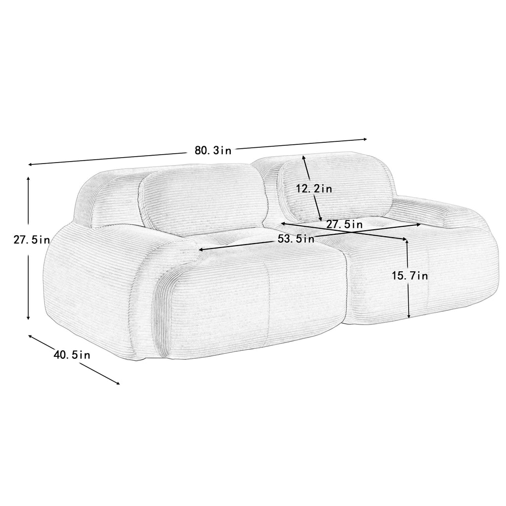 82'' loveseat sofa in luxuryCorduroy Fabric modular for free combo separation curved armrests ,anti-slip design high-resilience sponge fits living rooms bedrooms Audiovisual Room,Olive green - Grand Goldman Shop