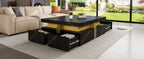 Modern Black Square Storage Coffee Table With 4 Drawers - Grand Goldman Shop