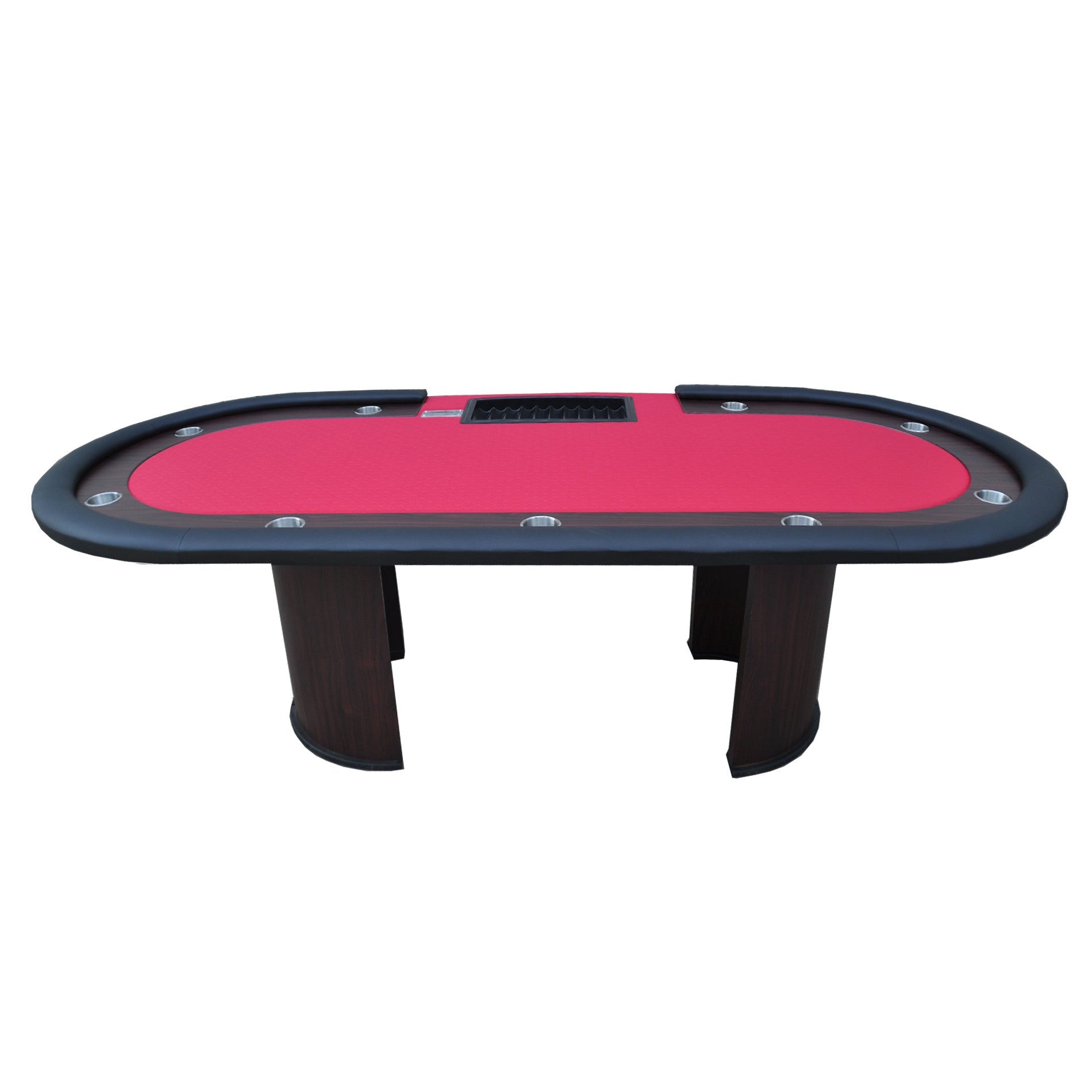 96' Poker Table Model 16367 Red with U Shape Legs, Drox Box, Chips Tray | Premium Home Decor - Grand Goldman