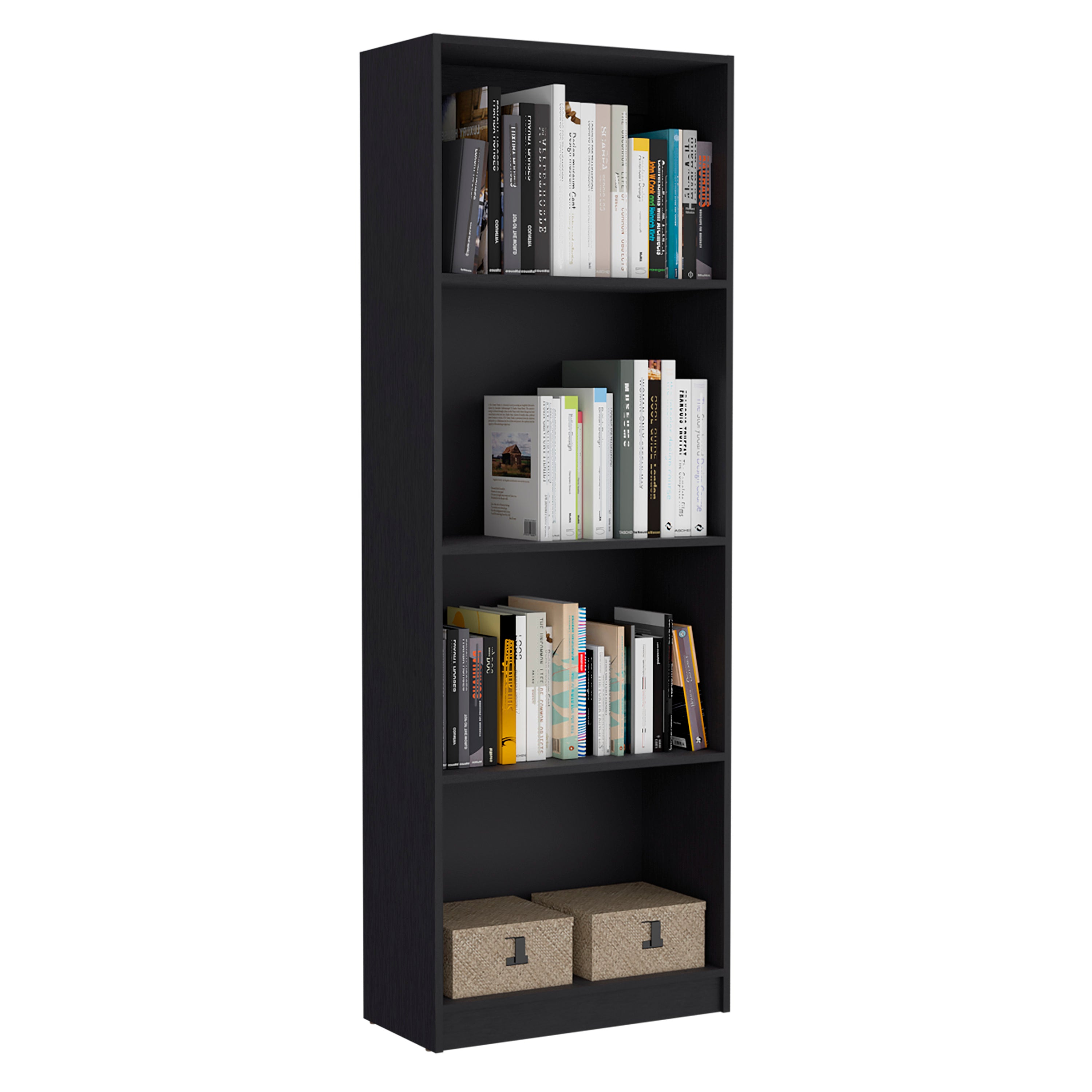 Dupree 4 Piece Home Bookcase set, 91' Wide with 17 Shelves And a Double-Door Cabinet ,  Living Room Set  Black - Grand Goldma