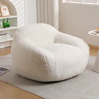 Giant Bean Bag Chair for Adults, Spacious Memory Foam Bean Bag Sofa with Armrests in Off White Teddy Fabric, Comfy Seating for Living Room or Bedroom - Grand Goldman Shop