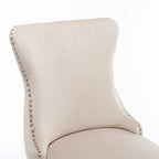 A&A Furniture,Upholstered Wing-Back Dining Chair with Backstitching Nailhead Trim and Solid Wood Legs,Set of 2, Beige,SW8809BG,KD - Grand Goldman Shop