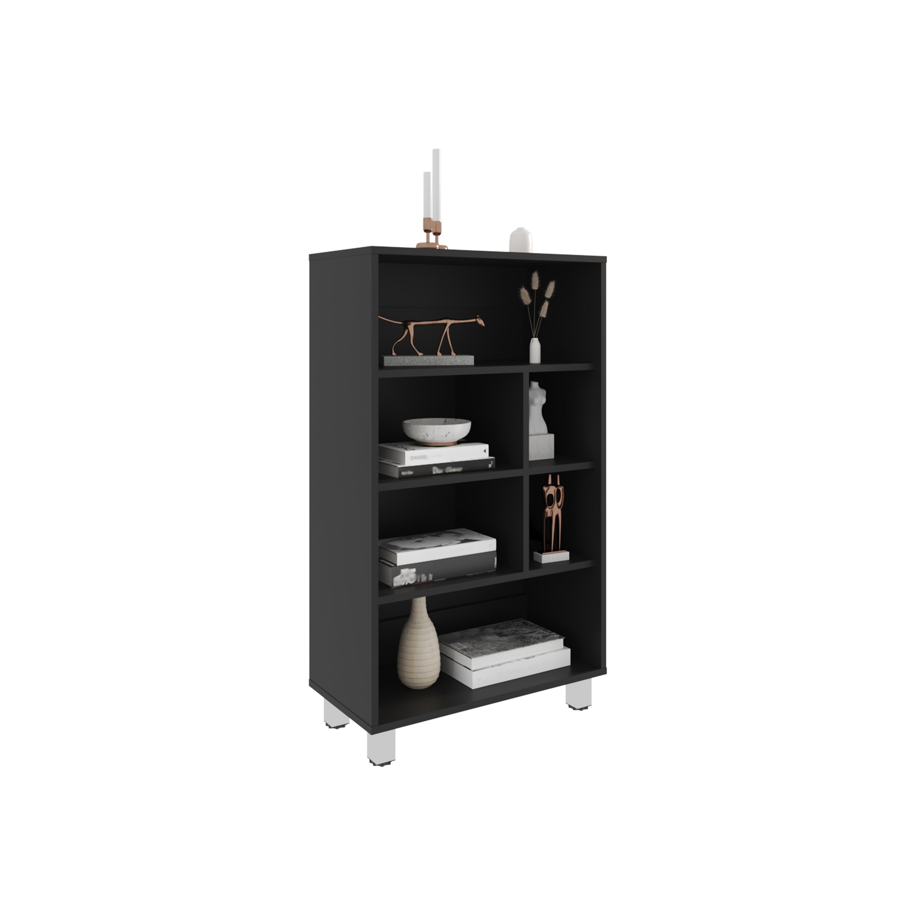 Bellagio 40' Tall Four-Tier Shelf Narrow Bookcase Black - Grand Goldman