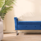 67.91' Wide Storage Soft Ottoman Bench with Armrests,Footrest Bed End Stool for Living Room, Dorm, Entryway and Bedroom, Navy - Grand Goldman Shop