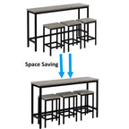 TOPMAX Counter Height Extra Long Dining Table Set with 3 Stools Pub Kitchen Set Side Table with Footrest, Gray - Grand Goldman Shop