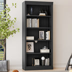 83.4' Tall Wood Bookcase with light strip,5-Tier Decor Bookshelves with Adjustable Shelves,Storage Organizer for CDs/Books/Mo