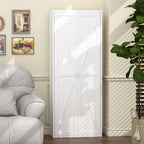 White Metal Adjustable 2-Door Storage Cabinet with Powder-Coated Steel, Tall Kitchen Pantry Cabinet with Adjustable Shelves f
