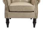 Modern Accent Chair Lounge Chair with Sturdy Wood Legs in Camel PU Leather for Living Room and Bedroom - Grand Goldman Shop