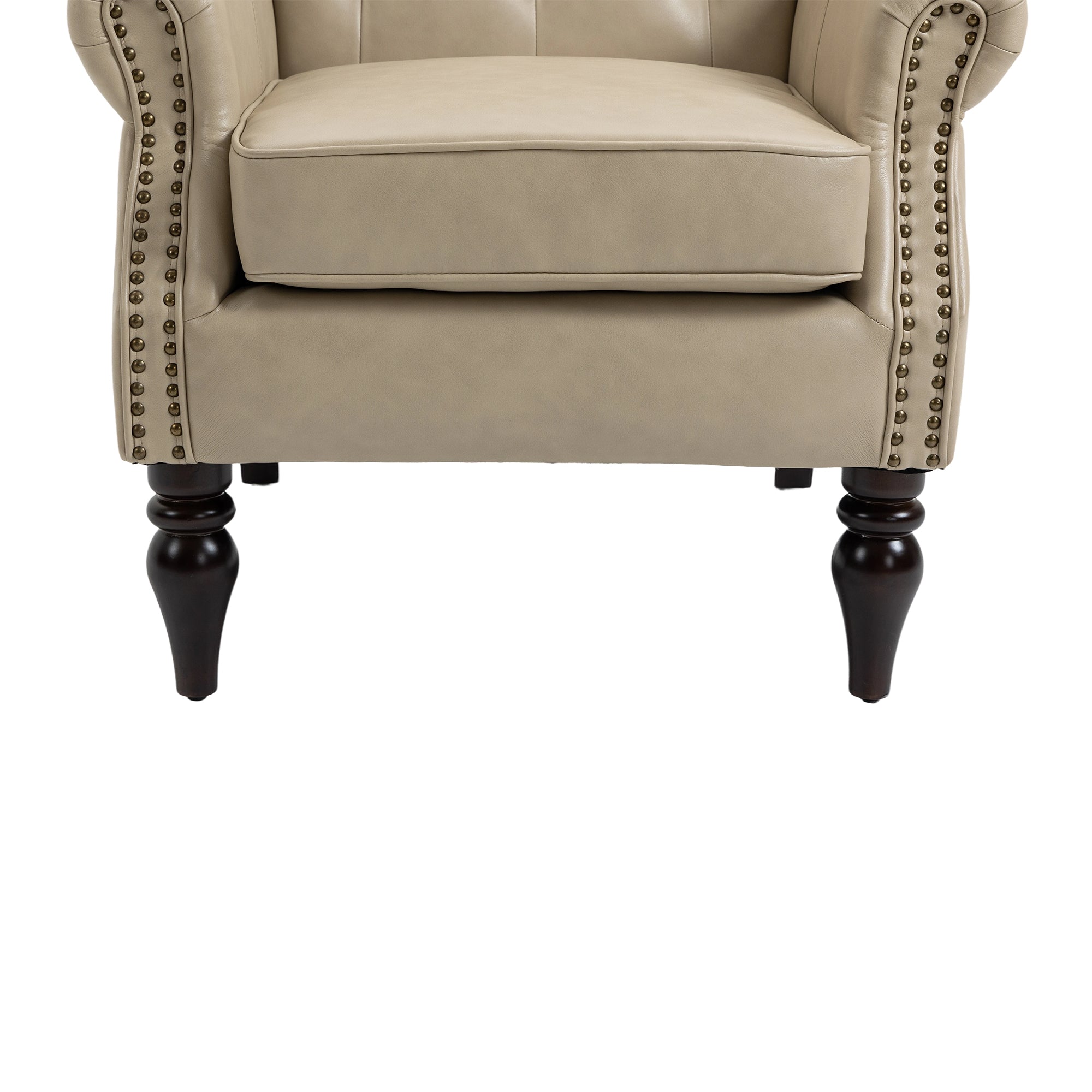 Modern Accent Chair Lounge Chair with Sturdy Wood Legs in Camel PU Leather for Living Room and Bedroom - Grand Goldman Shop