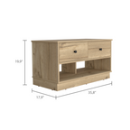 Hamilton Storage Bench, Two Open Shelves, Two Drawers -Light Oak - Grand Goldman Shop