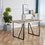 Rustic Industrial Rectangular Wood Dining Table For 4-6 Person, With 1.5' Thick Engineered Wood color Tabletop and Black Metal Legs,Desk For Kitchen Dining Living Room, 55.1' x 31.4'x 29.9'1529W115172 - Grand Goldman Shop