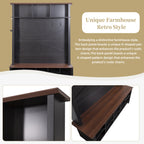 Farmhouse 4-in-1 Hall Tree with 6 Hooks, Practical Walnut Entryway Bench with Adjustable Shelves,  Wooden Shoe Organizer with 16 Compartments for Mudroom, Living Room, Black (OLD SKU: N721S000064B-1) - Grand Goldman Shop