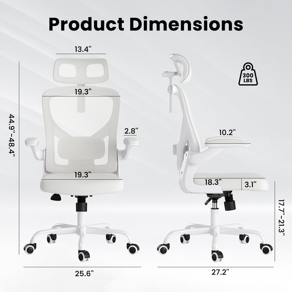 Ergonomic Office Chair, Home Office Desk Chair with Headrest, High Back Computer Chair with Armrests and Adjustable Lumbar Su