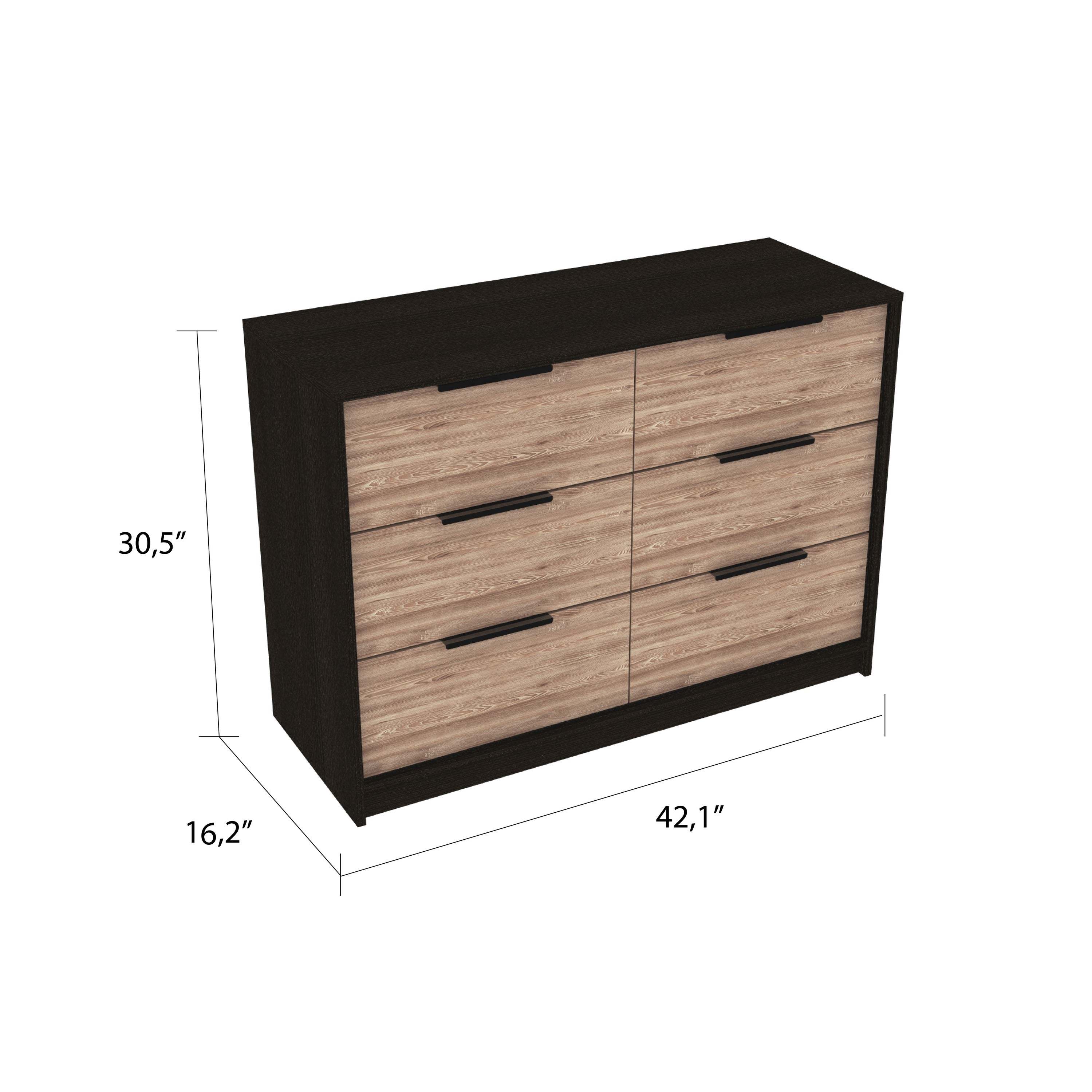 2 Piece Bedroom Set, Egeo 4 Drawer Dresser + Omaha Nightstand, Black / Pine - Grand Goldman Shop