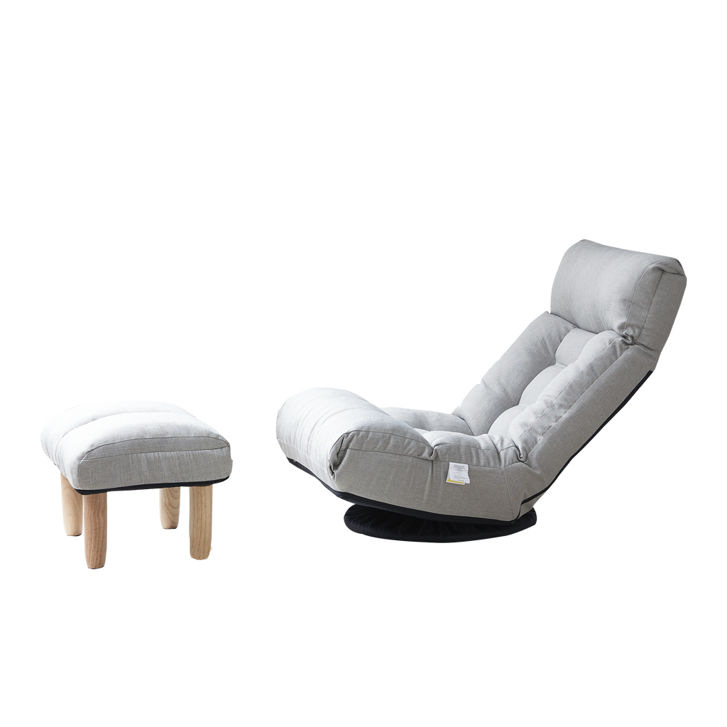 Japanese-Style  Gray with Metal Frame Adjustable Reclining Floor Chair – Tatami Lazy Sofa for Balcony or Bedroom - Grand Goldman Shop
