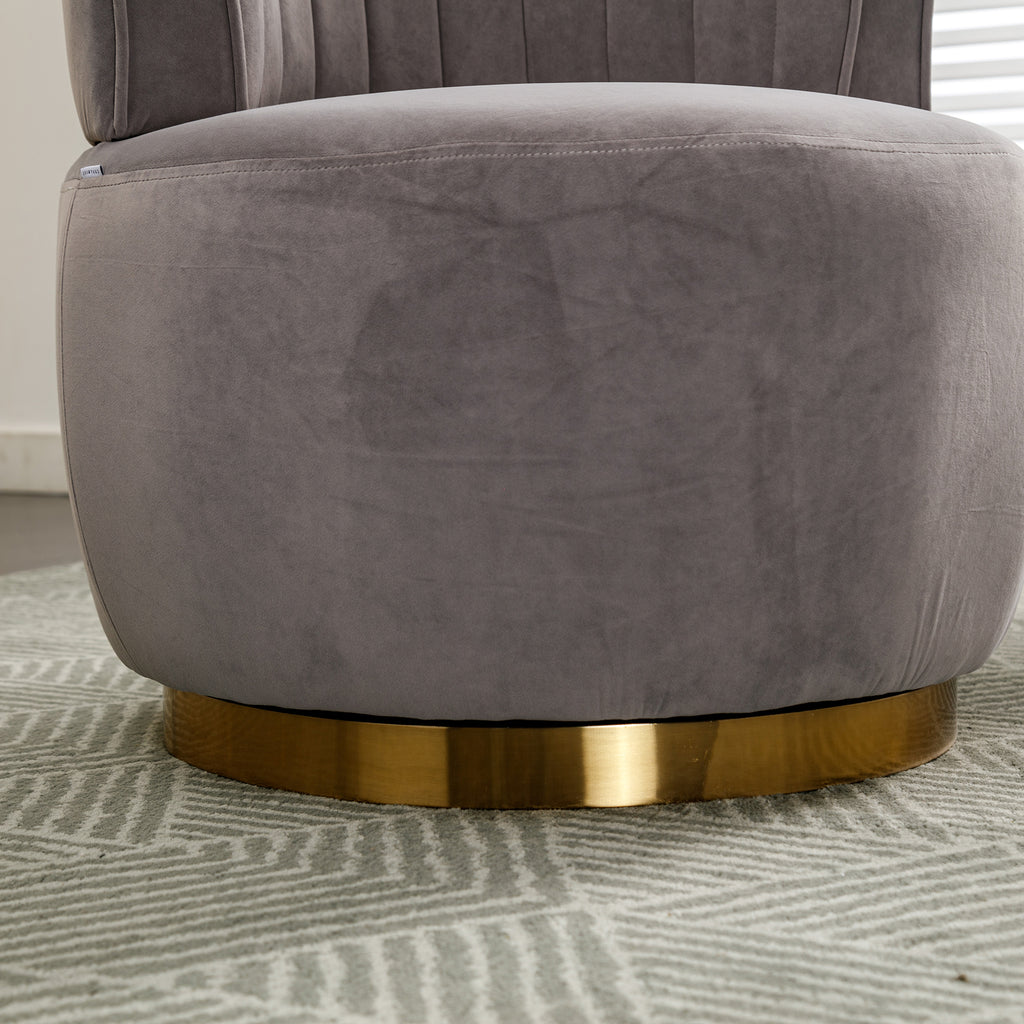 Swivel Barrel Chair, Round Armchairs with Fluffy Velvet, 360 Degree Swivel, Gray, 25.20'' x 25.59'' x 26.38'' - Grand Goldman Shop