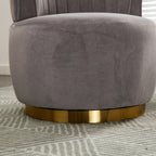 Swivel Barrel Chair, Round Armchairs with Fluffy Velvet, 360 Degree Swivel, Gray, 25.20'' x 25.59'' x 26.38'' - Grand Goldman Shop