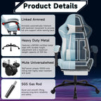 Gaming chair, Computer Chair Ergonomic Chair with Footrest Office Chair Ergonomic Computer Chair with Lumbar Backrest Bluewhi
