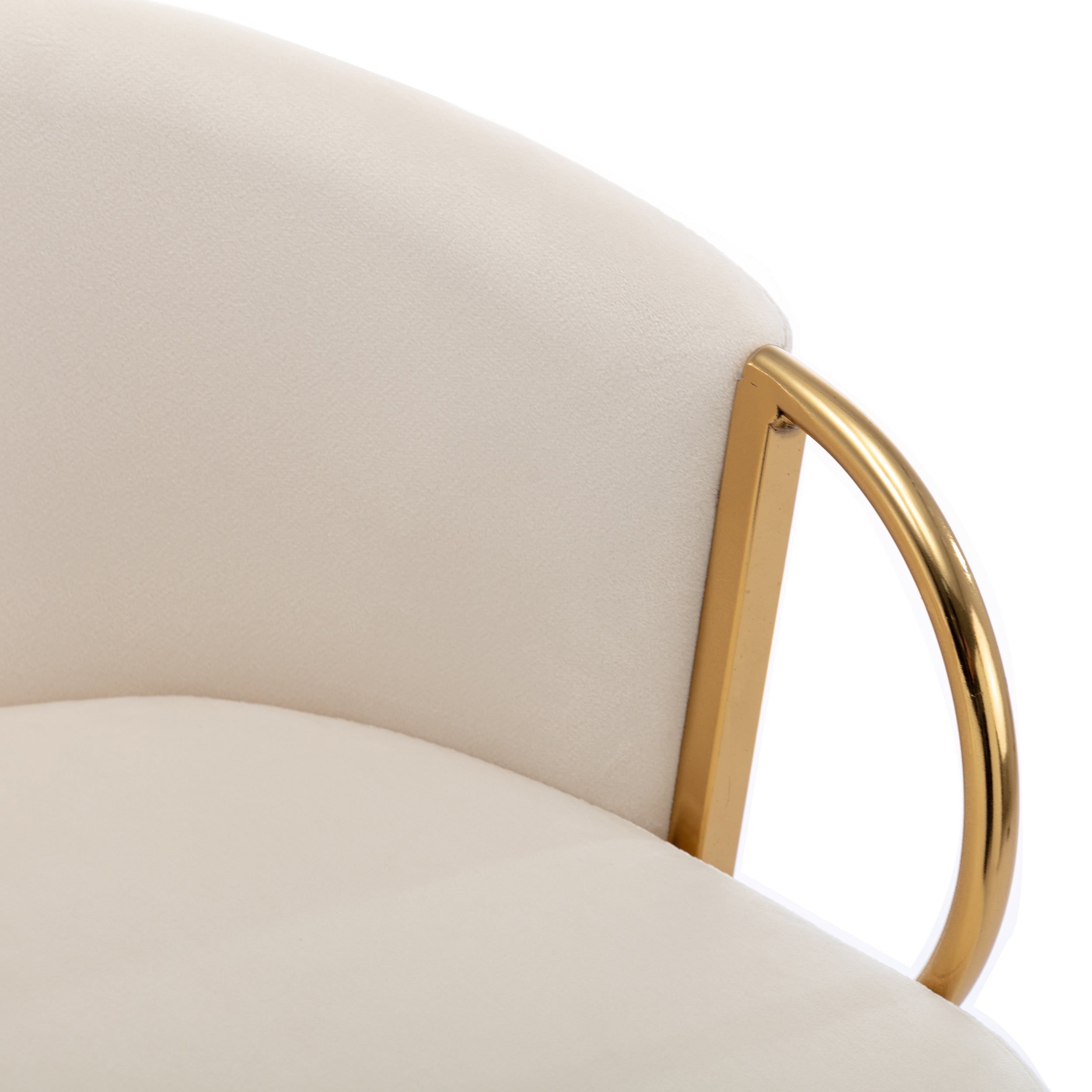 26 Inch Set of 2 Bar Stools,with Chrome Footrest and Base Velvet + Golden Leg Simple Bar Stoo,CREAM - Grand Goldman Shop