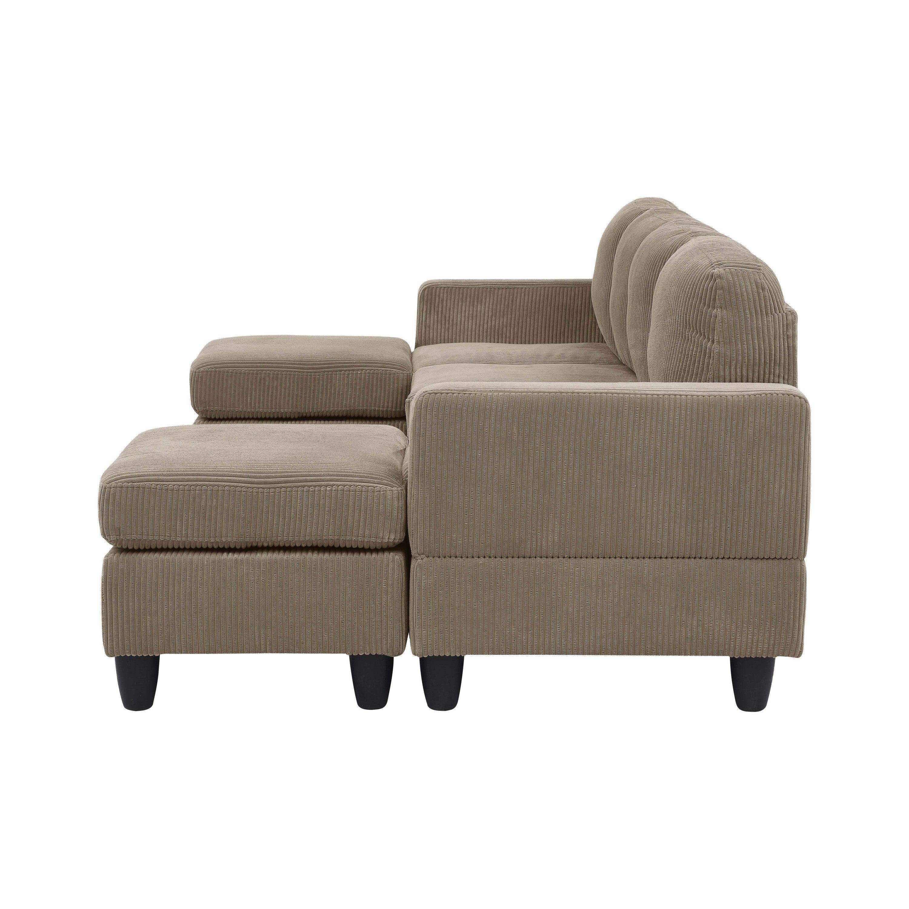 Savannah Modular Corduroy Sectional Sofa with Ottoman - Grand Goldman Shop