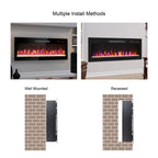 60 inch recessed ultra thin tempered glass front wall mounted electric fireplace with remote and multi color flame & emberbed, LED light heater - Grand Goldman Shop