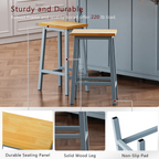 K&K 53inch Large Kitchen Island with 2 Bar Stools,Power Outlet,Door Internal Storage Rack,Kitchen Storage Cart on 5 Wheels with Drop Leaf,5 Open Side Racks,3 Drawers,Grey Blue (Three Packages) - Grand Goldman Shop