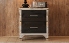 Elegant High Gloss Nightstand with Metal Handle,Mirrored Bedside Table with 2 Drawers for Bedroom,Living Room,Black - Grand Goldman Shop