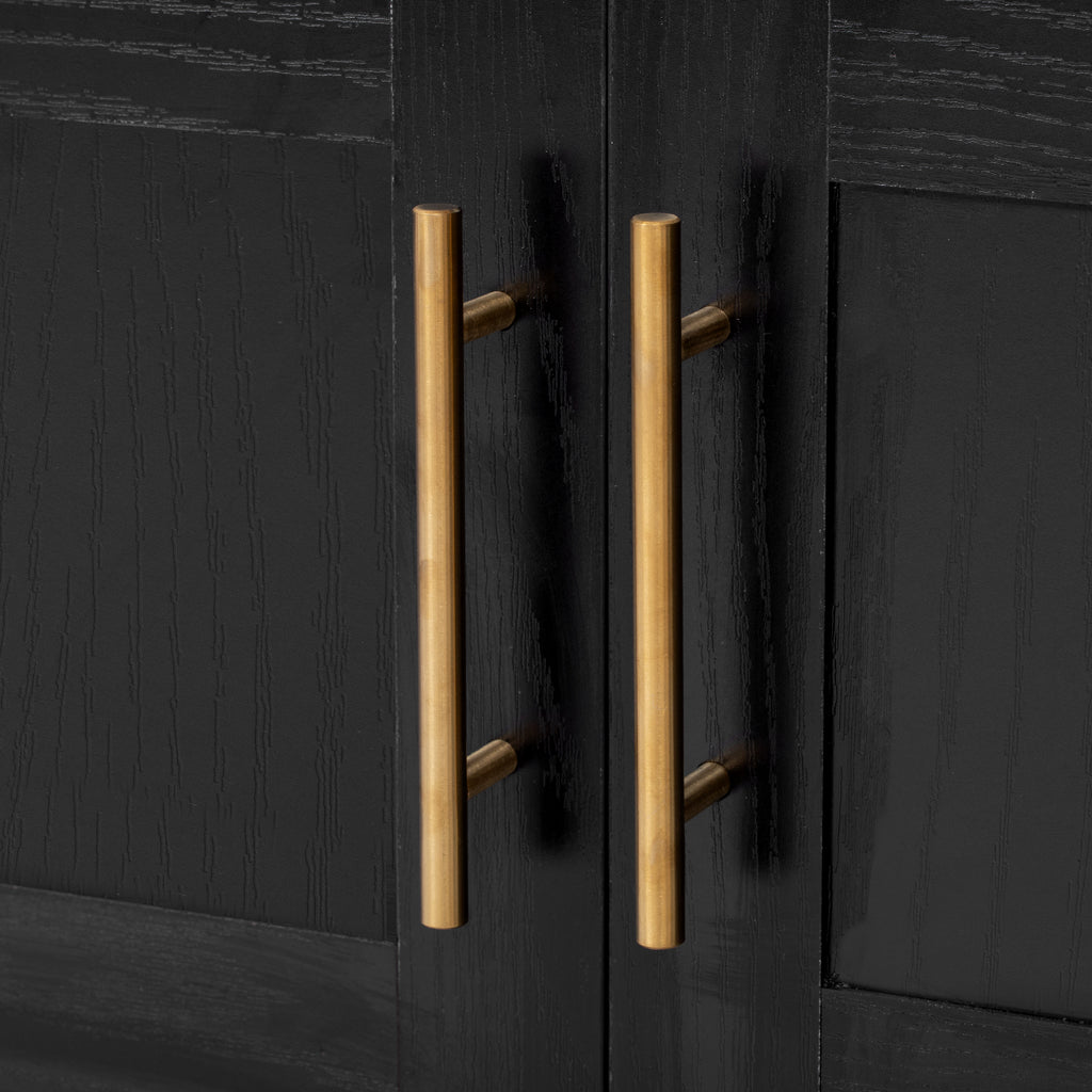 K&K 71' Tall Arched Kitchen Pantry Cabinet with Door Shelves, Farmhouse Kitchen Storage Cabinet with Open & Adjustable Shelves, Hidden Drawer & Glass Door, Cupboard for Kitchen, Dining Room, Black - Grand Goldman Shop