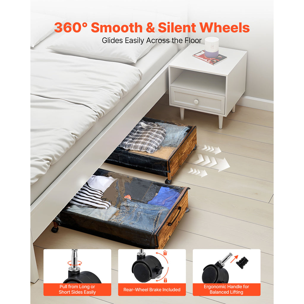 Under Bed Storage with Wheels 25.6x18.1x7.1 Inch Rolling Storage Bags 2 Pack - Grand Goldman Shop