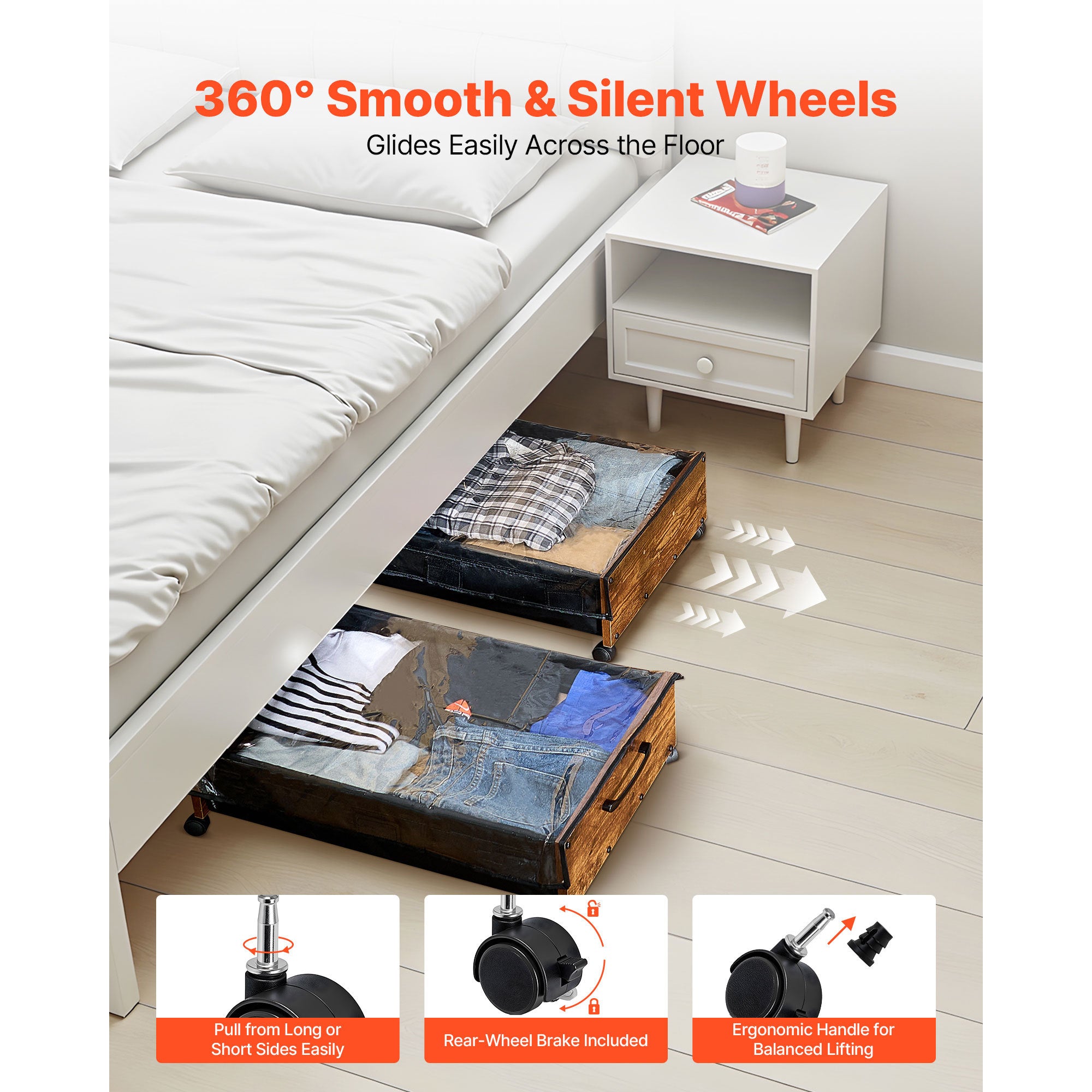 Under Bed Storage with Wheels 25.6x18.1x7.1 Inch Rolling Storage Bags 2 Pack - Grand Goldman Shop