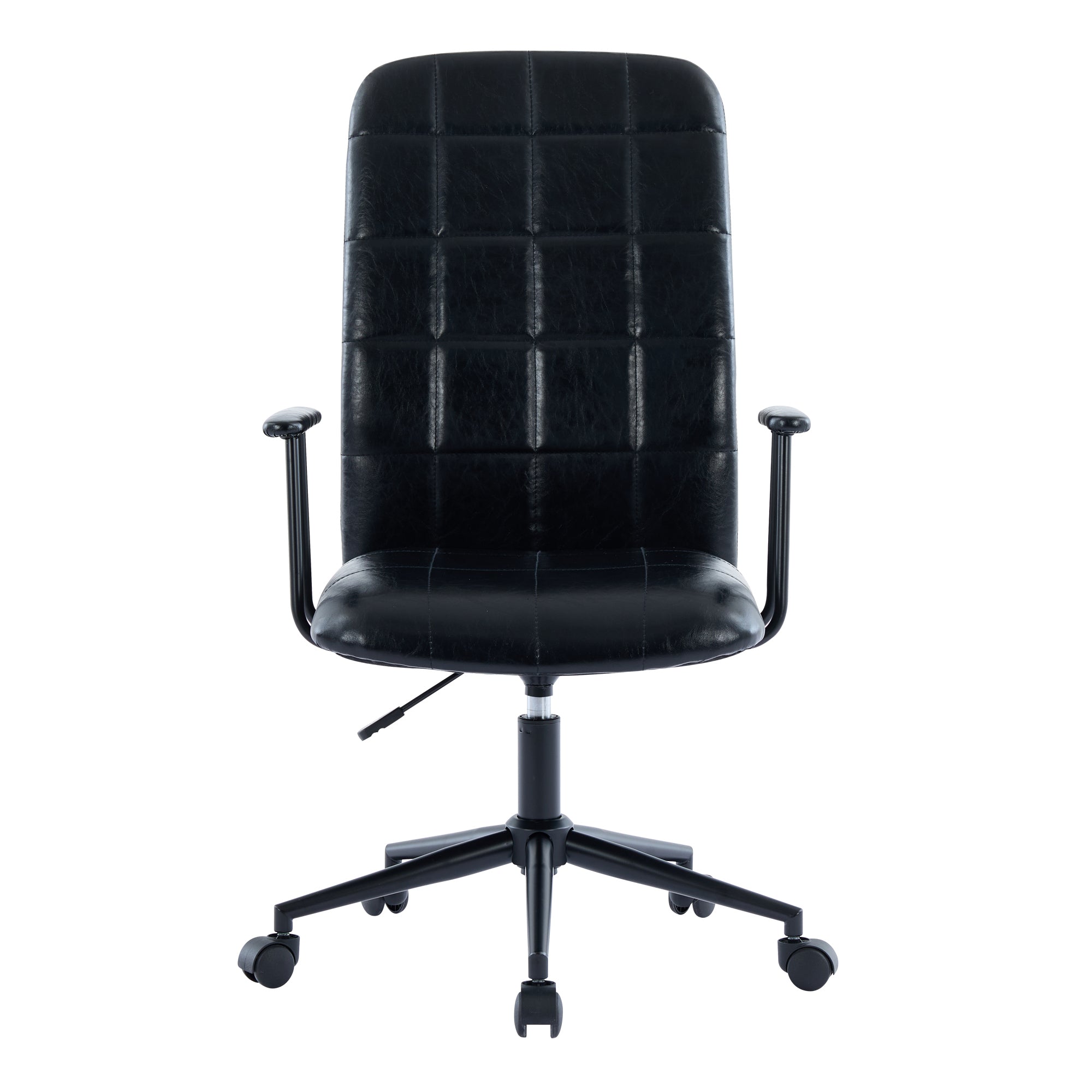 Antique black PU leather color office chair 2SETS, with armrest, high backrest,360 degree swivel , up and down adjustable gas