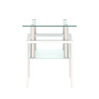 1-Piece Modern Tempered Glass Tea Table Coffee Table End Table, Square Table for Living Room, Transparent/White - Grand Goldman Shop