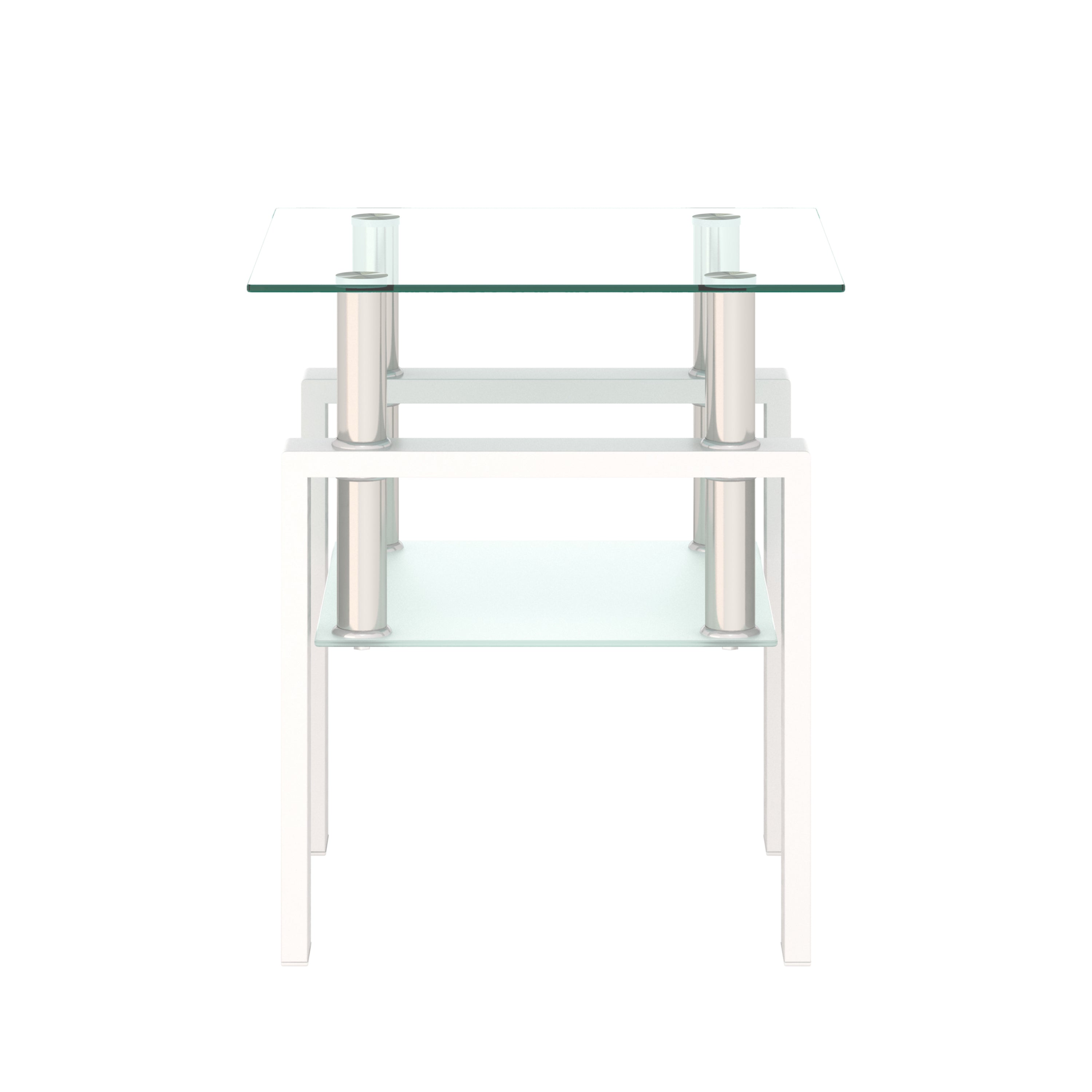 1-Piece Modern Tempered Glass Tea Table Coffee Table End Table, Square Table for Living Room, Transparent/White - Grand Goldman Shop