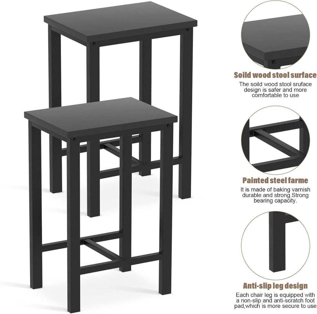 5 Pieces Dining Table Set for 4,Black Bar Table Set with 4 Bar Stools Counter Height Bar Table and Chairs Set. Pub Table Set Breakfast Table for Kitchen, Small Space - Grand Goldman Shop