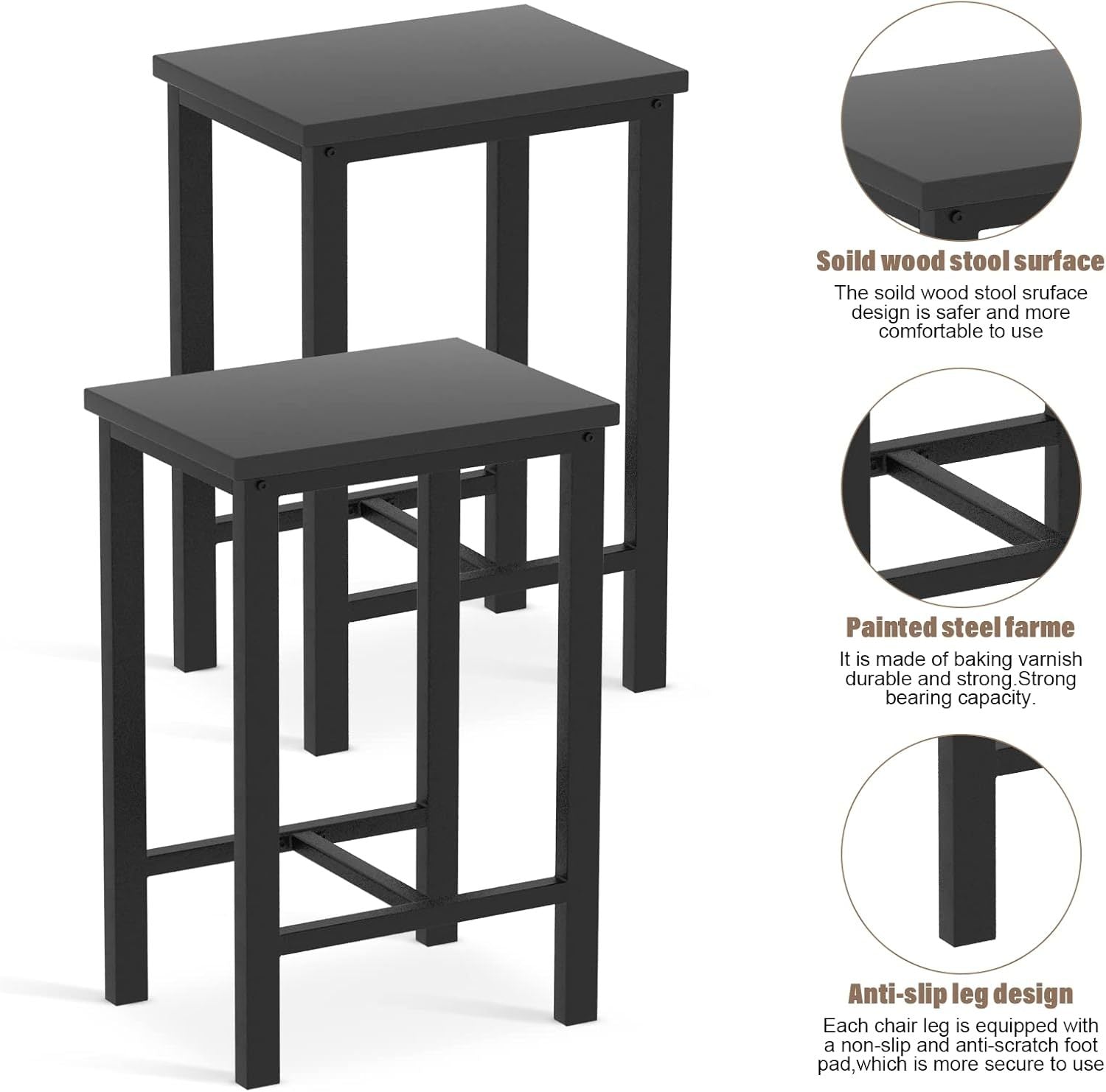 5 Pieces Dining Table Set for 4,Black Bar Table Set with 4 Bar Stools Counter Height Bar Table and Chairs Set. Pub Table Set Breakfast Table for Kitchen, Small Space - Grand Goldman Shop