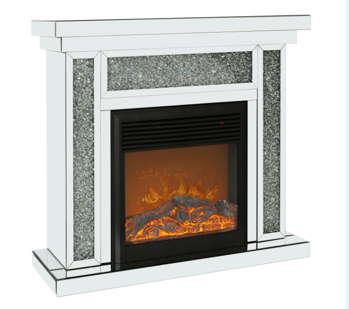 10 inches wide X 10 inches deep X 32 inches high English inch acrylic diamond mirror wall furnace frame with two side pillars, independent fireplace frame with built-in filling material: acrylic high - Grand Goldman Shop