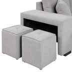 Modern Reversible L-Shape Pull Out Sleeper Sofa with Storage Chaise and Stools, Gray Linen, 104.5' - Grand Goldman Shop