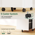 3-Drawer Mobile File Cabinet with Lock, All-Steel Metal Storage on Wheels, Two Shallow & One Deep Drawer for Office/Home, Ful