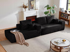 104' Cloud Sectional Sofa with L-Shape Chaise and Side Pockets , Modern Modular Design, Deep Seating, Upholstered Couch for Living Room/Bedroom, No Assembly Required (Plush Fabric), Black, Left-facing - Grand Goldman Shop