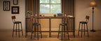 Bar Table Set with 2 Bar stools PU Soft seat with backrest, Rustic Brown, 43.31'' L x 15.75'' W x 35.43'' H. - Grand Goldman Shop