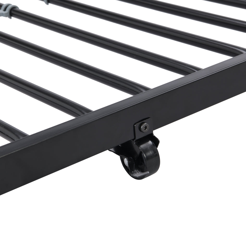 Modern Twin Over Twin Metal Bunk Bed with Trundle Black Durable Space-Saving Design - Grand Goldman Shop