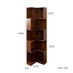 Corner Book Shelf - 5 Tier Corner Bookshelf  Bookcase with Baffle, Freestanding L Shaped Display Shelf Stand with led lights for Home Office, Living Room, Bedroom, Kitchen - Grand Goldman Shop