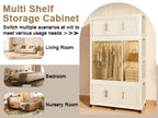 Portable Wardrobe Closet Storage Organizer with 9 Magnetic Doors, Cream White, - Grand Goldman Shop
